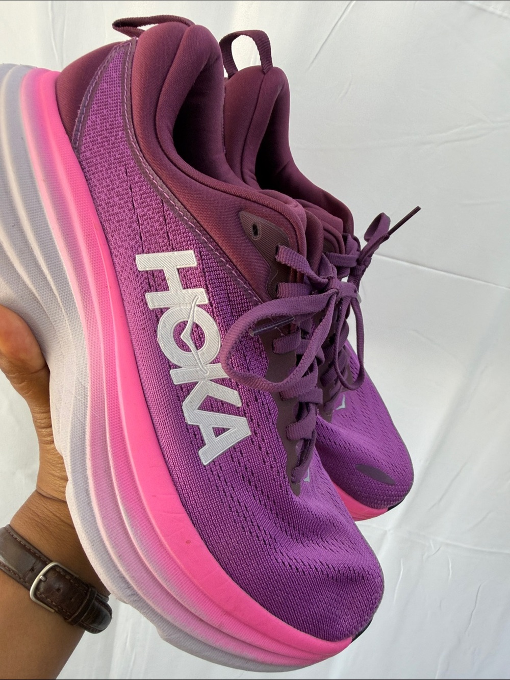 Hoka Women’s Magenta and Deep Plum Running Shoes - Picture 8 of 8